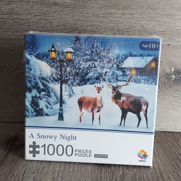 1000 Pieces Of Paper Puzzle - A Snowy Night, Christmas Piece Jigsaw Puzzle - Picture 2 of 5